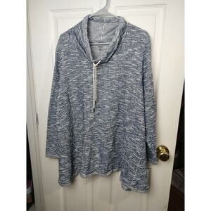 Style&Co Woman 3X Pullover Timeless Blue White Heathered Long Sleeve Casual Wear